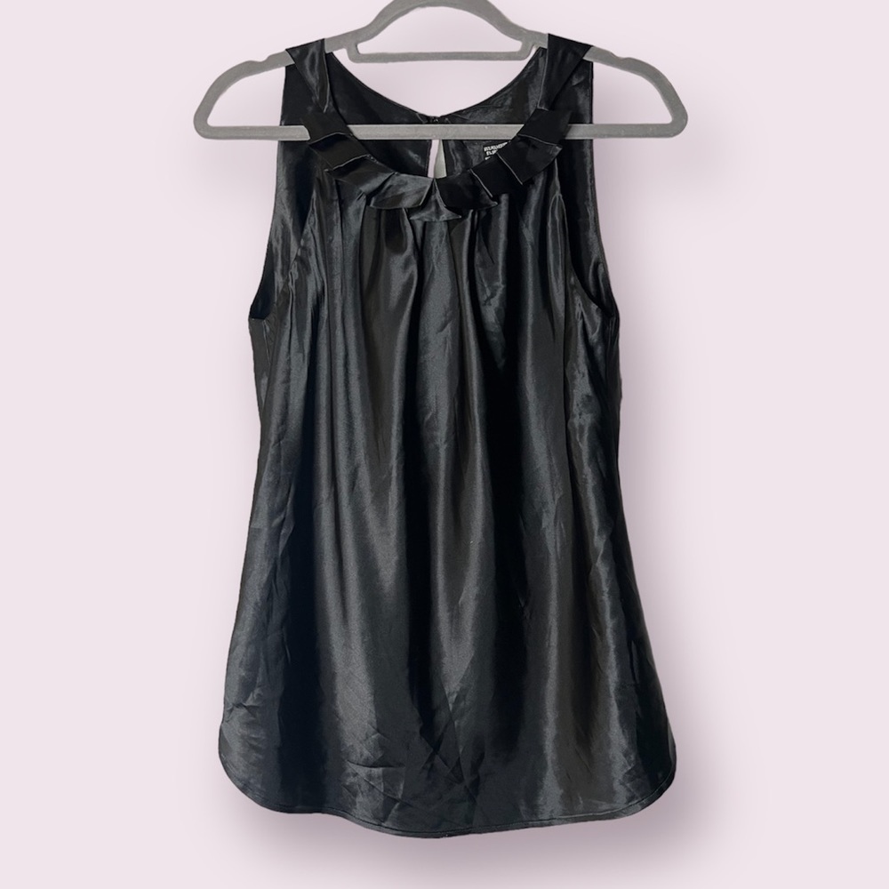 New York & Company Black Satin Blouse 6